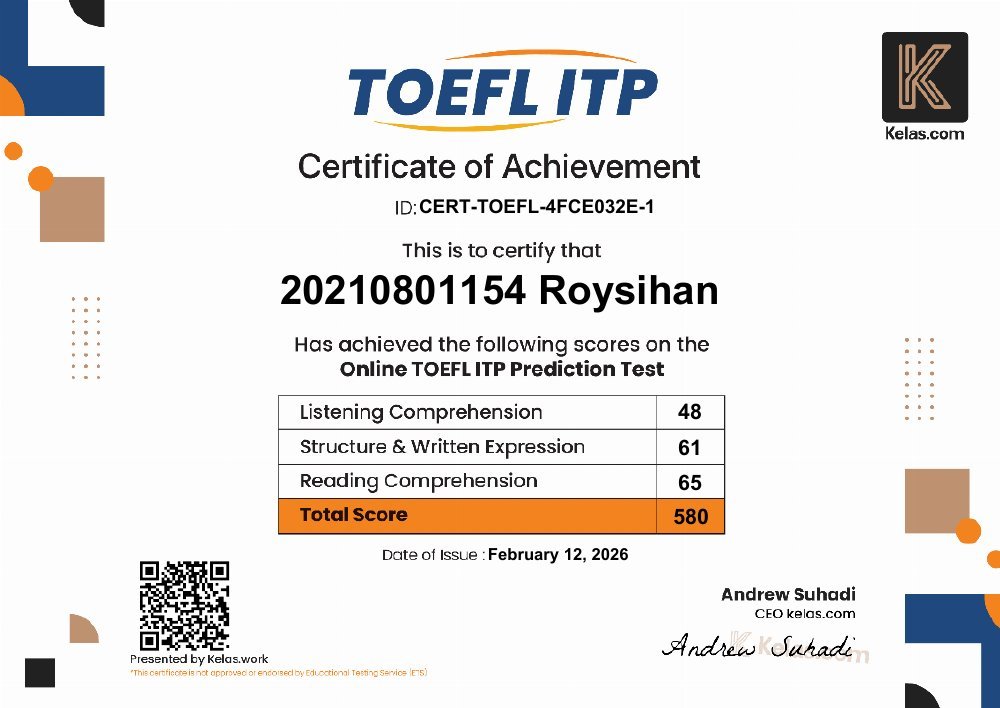 Online TOEFL ITP Prediction Test — Score 580