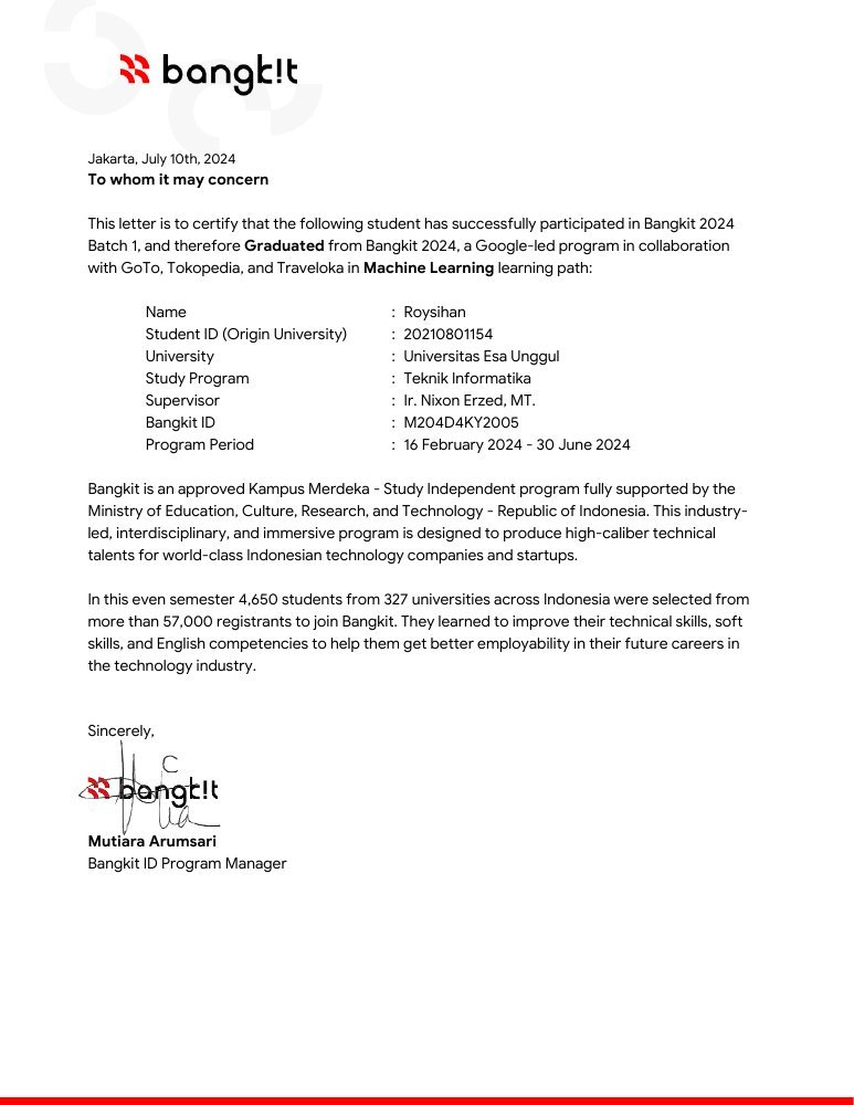 Bangkit 2024 — Graduation Letter (Machine Learning)