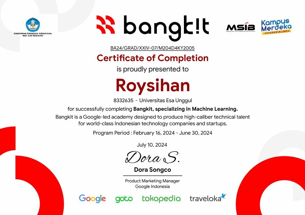 Bangkit 2024 — Machine Learning Graduate