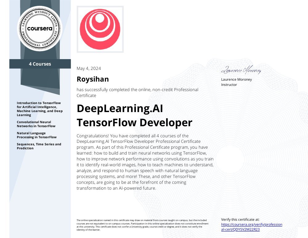 DeepLearning.AI TensorFlow Developer